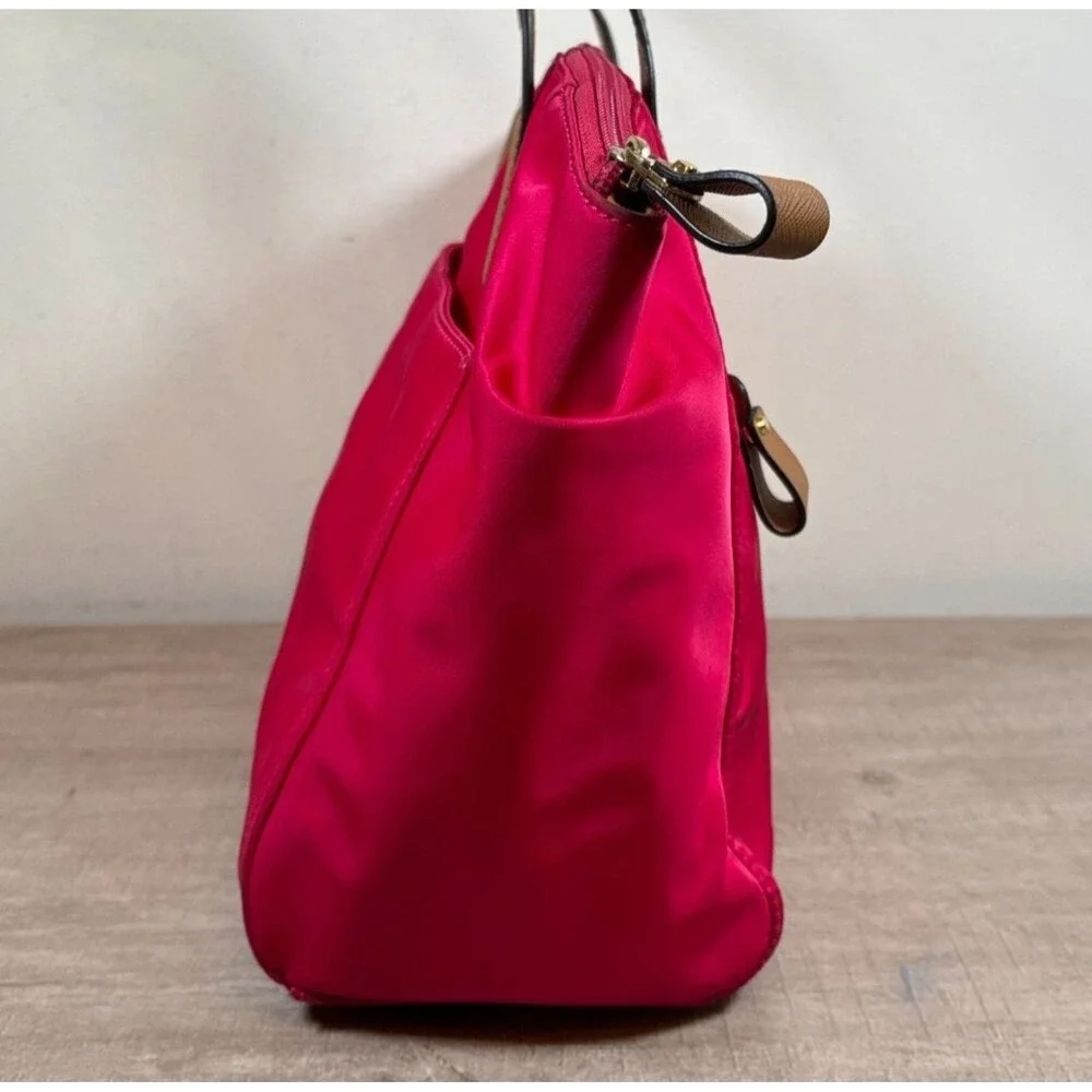 MICHAEL KORS Nylon Tote Bag Hot Pink Shoulder‎ Tote Zip Top Gold Hardware